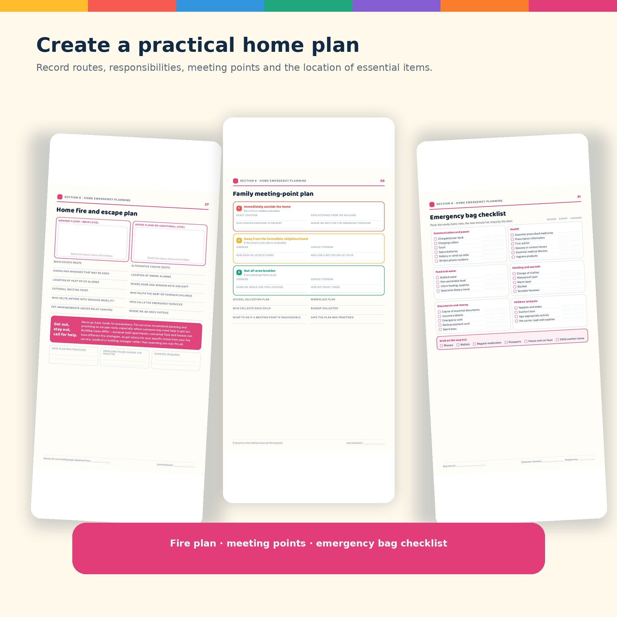 Home emergency planning pages